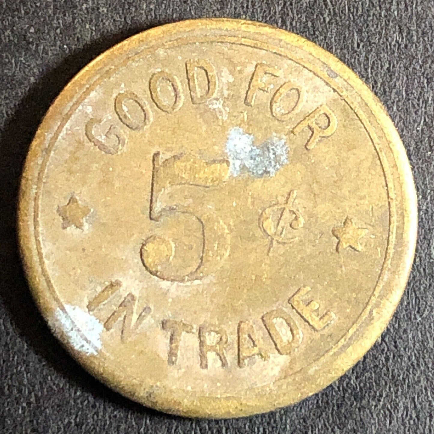 G/F 5c C.S.D. Charles Dunlap Cigars Woodland CA c1920's 21mm Brass Trade Token