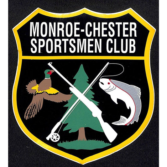 Monroe - Sportsmen Club Badge / Shield Shaped Hunting Sticker 6" c1980's