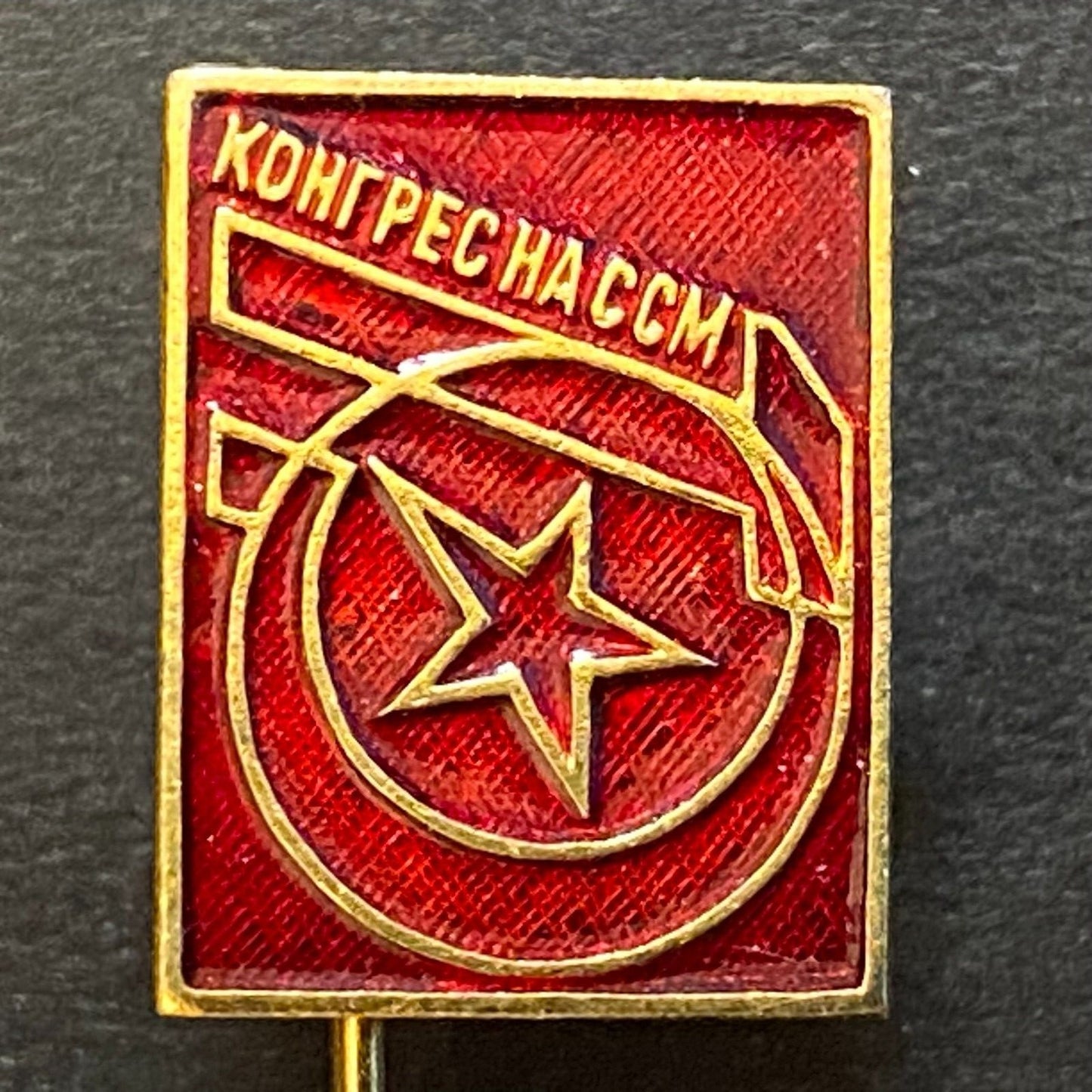 Nassm Congress ? Russian Vintage Enameled Lapel Stick Hat Pin