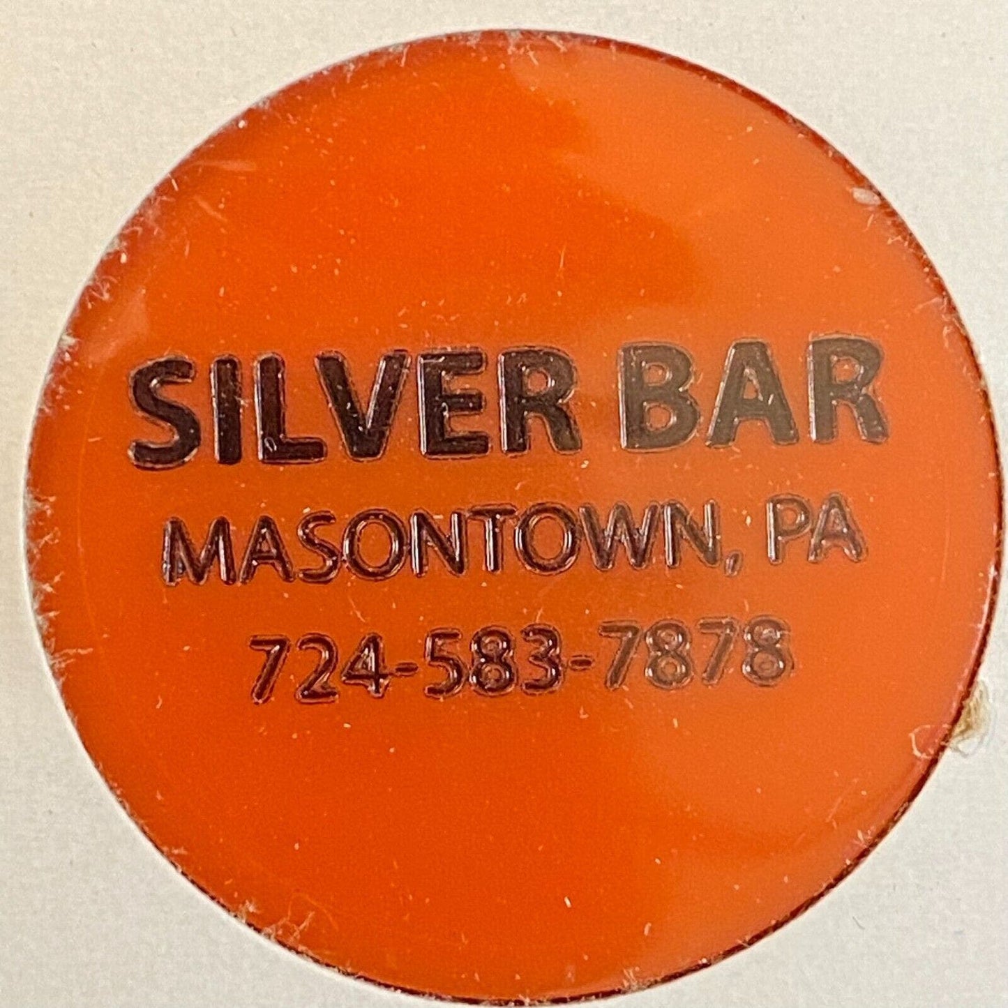 Masontown, PA Silver Bar c1998 Plastic Token G/F Bottom Shelf Drink
