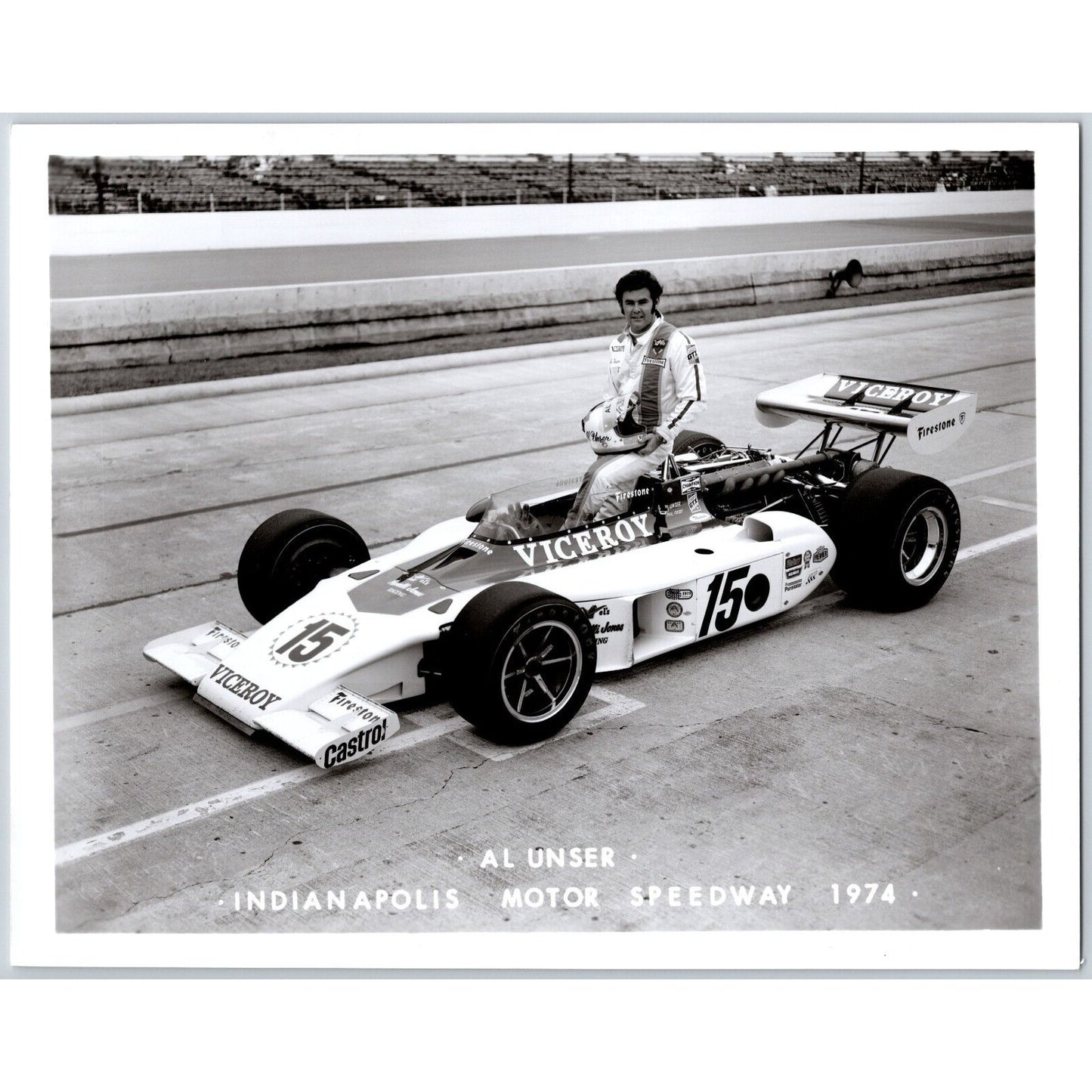 Al Unser #15 1974 Indianapolis Motor Speedway 8" x 10" Photo IMS Stamp VGC