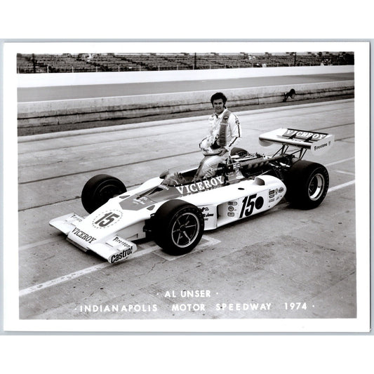 Al Unser #15 1974 Indianapolis Motor Speedway 8" x 10" Photo IMS Stamp VGC