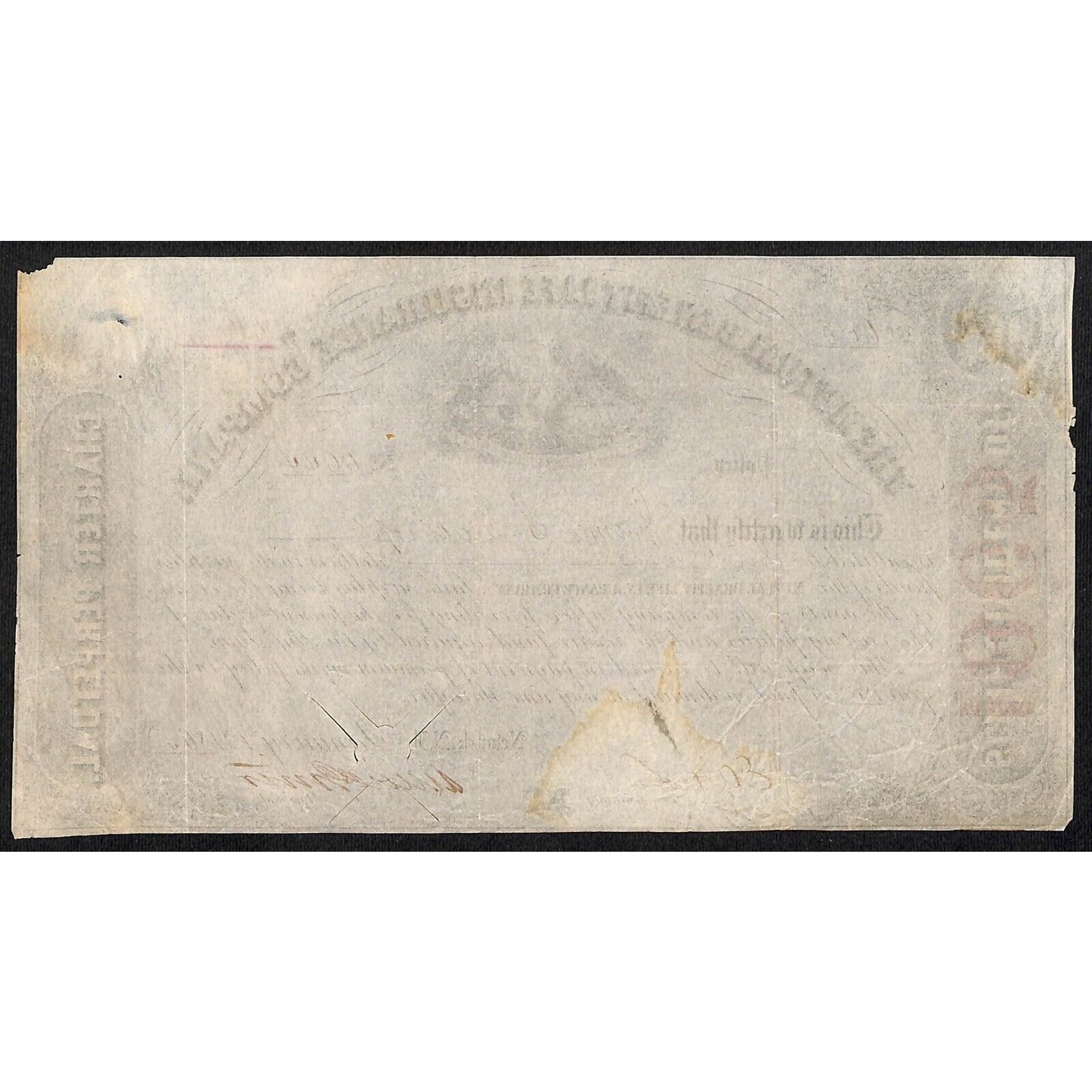 Mutual Benefit Life Insurance Co. 1865 Dividend Certificate to James S. Lathrop