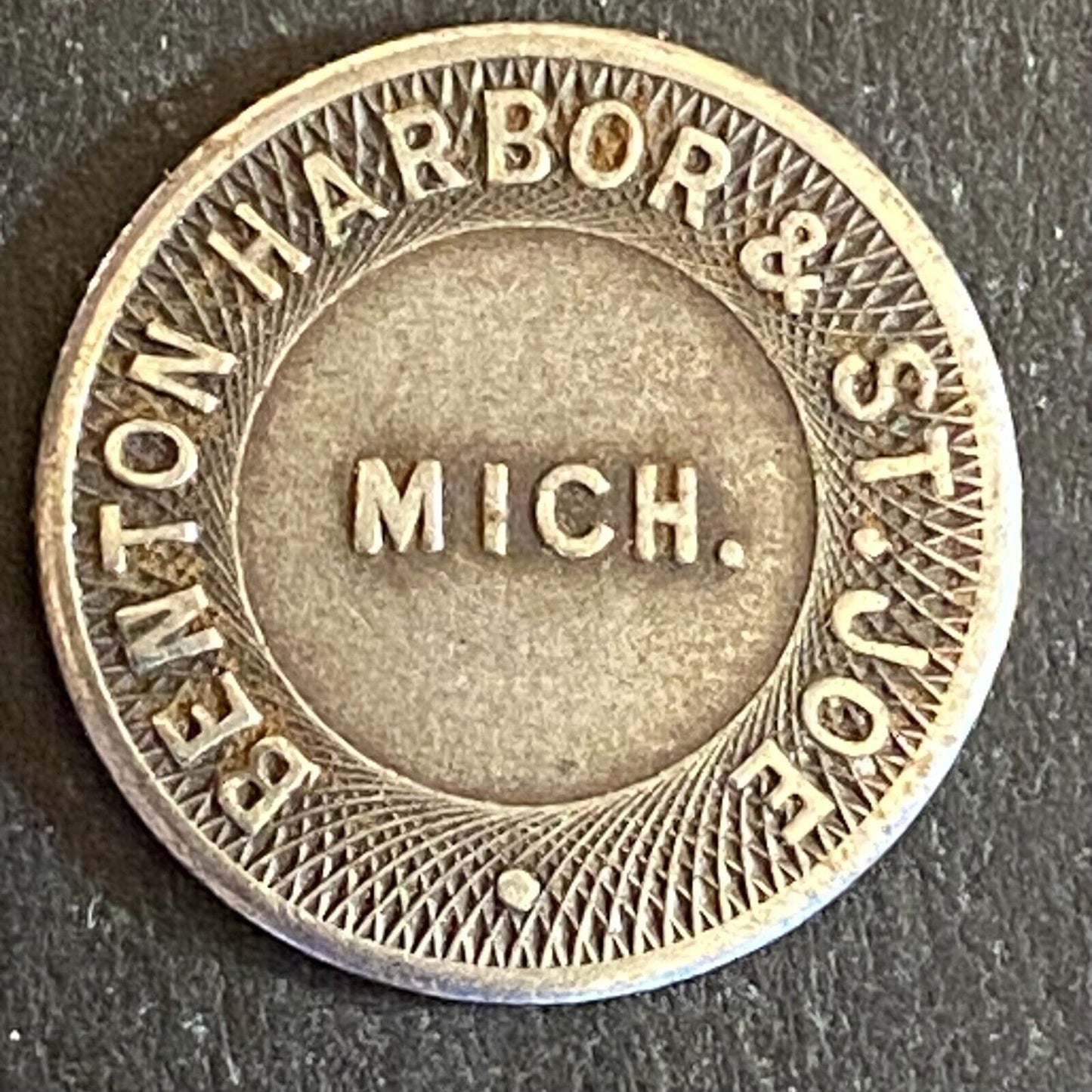 Benton Harbor & St. Joe Mich. G/F One Fare Transit Token 16mm Scarce (#3)