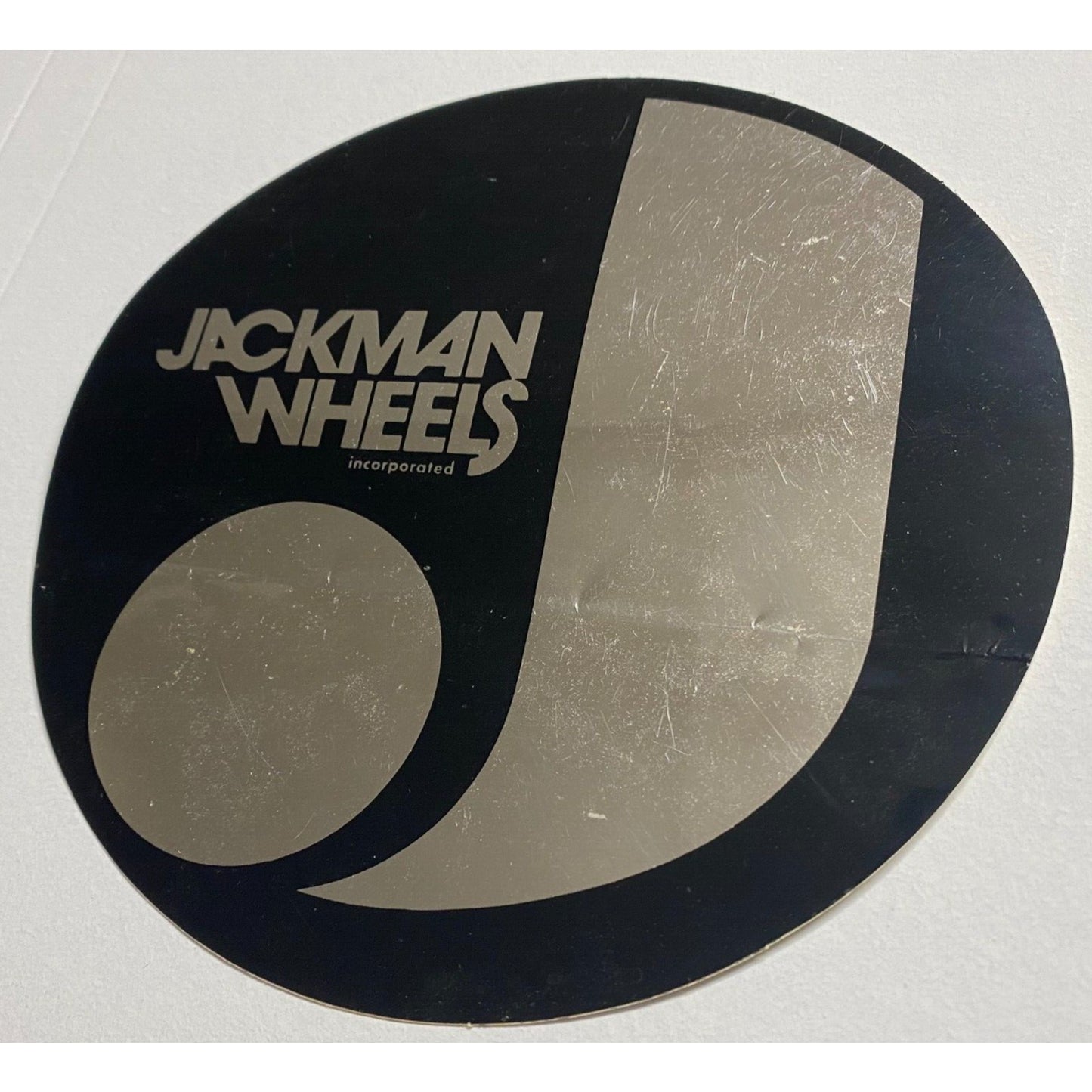 Jackman Wheels Performance 6" Round Original Sticker Black & Mylar c1980's (#2)