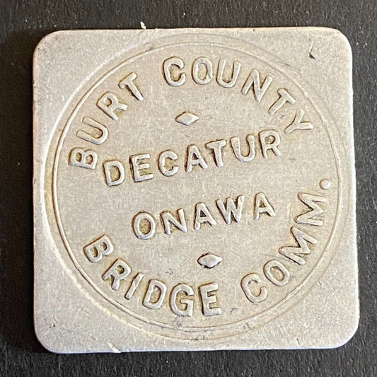 Burt County Decatur Onawa Bridge Comm G/F 50c in Toll Token Alum 28mm VGC