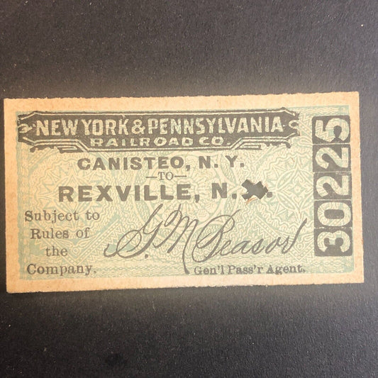 New York & Pennsylvania Railroad July 12 1917 Rexville, NY Ticket #30225