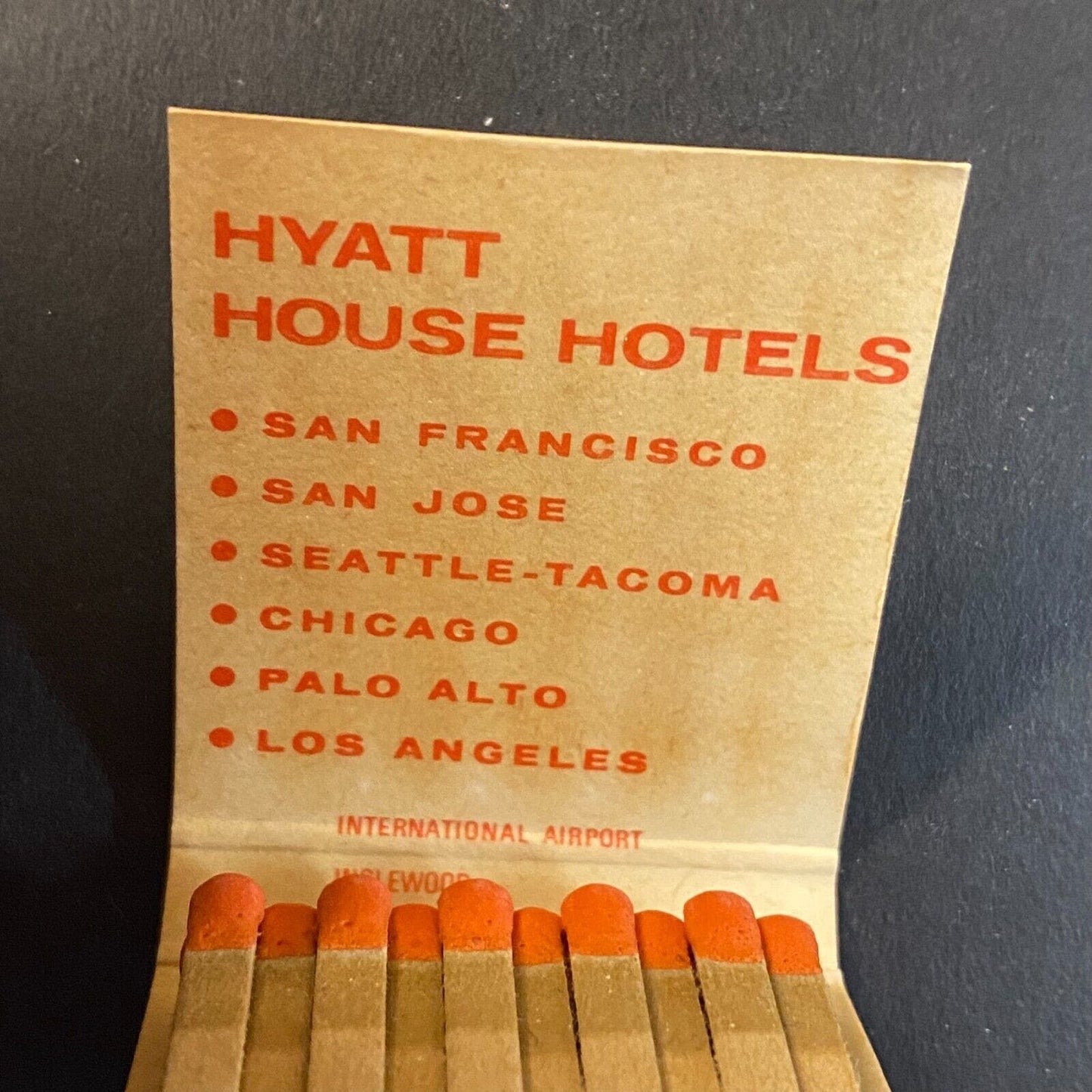 Hyatt House Fly-In Hotels c1962 Full Matchbook Man w/ Umbrella Rain