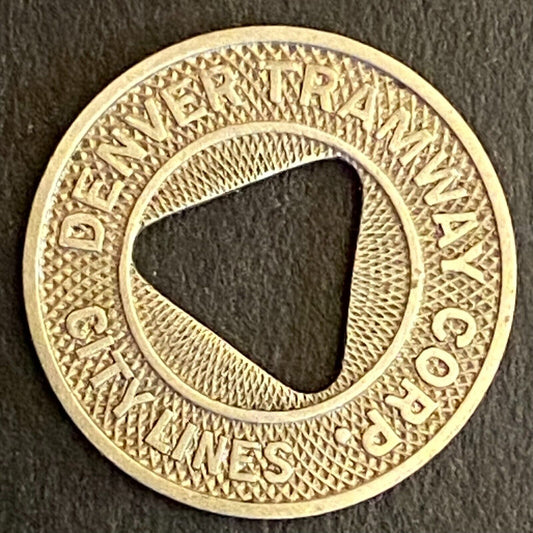 Denver Tramway Corp City Lines G/F One City Fare Transit Token 16mm (#12)