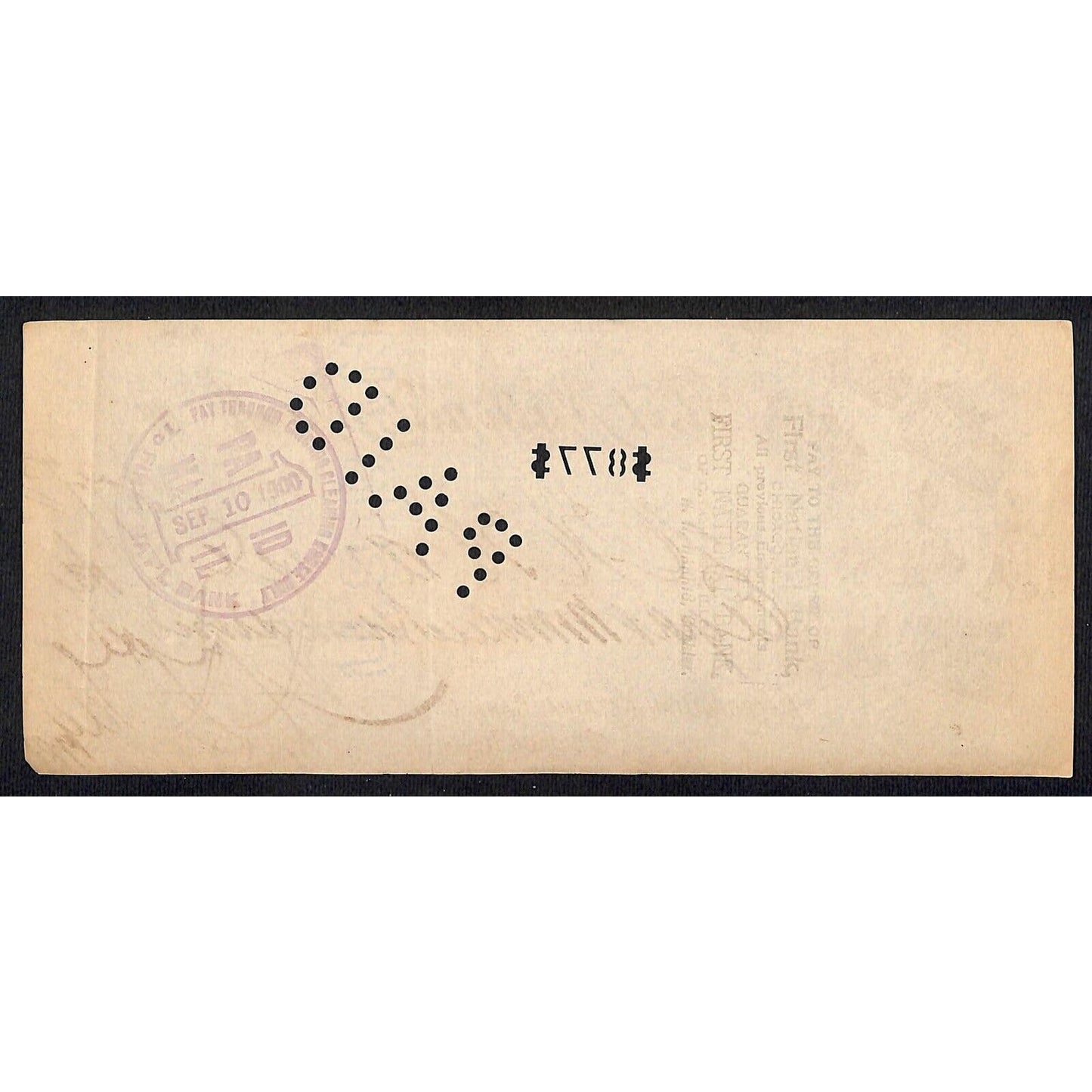 FNB Urbana, IL $877 1900 Bank Check Revenue Stamp w/ University Bldg. Vignettes