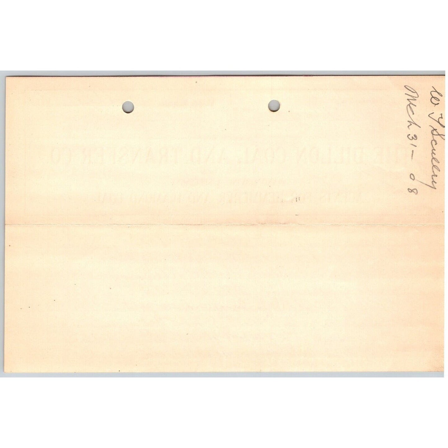 Dillon, MT Dillon Coal & Transfer Co "Piano Moving" Apr 1908 Billhead G.T. Paul*