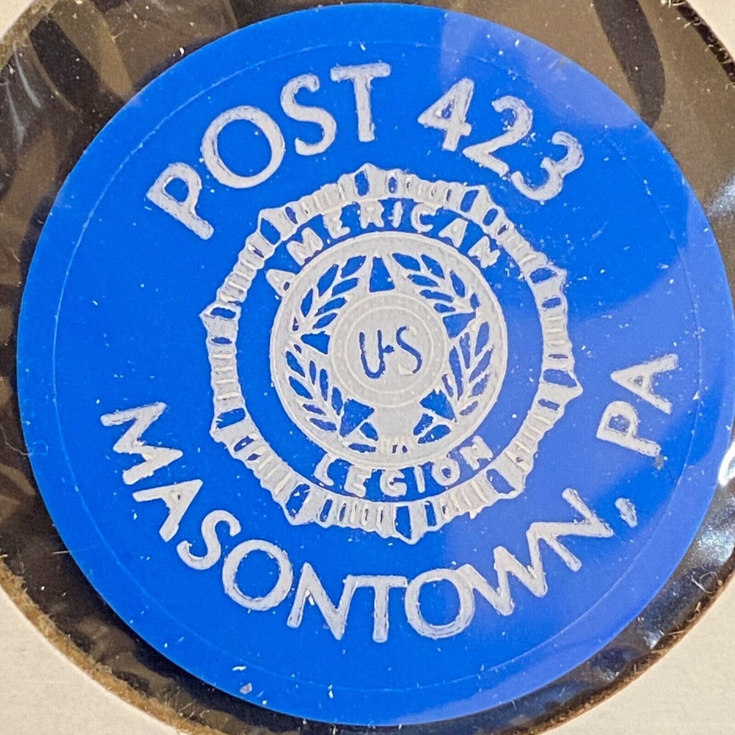 Masontown, PA American Legion Post 423 c1980's Plastic Token "G/F Bottle Beer"