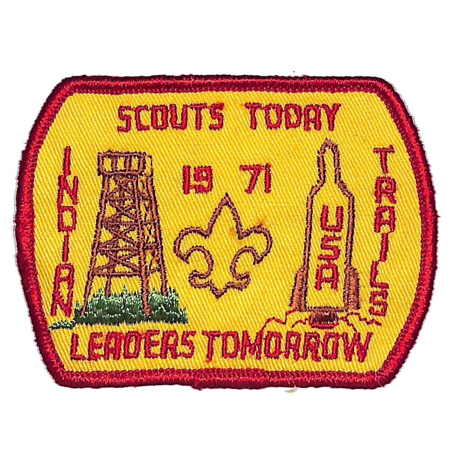 Boy Scouts BSA 1971 Indian Trails "Scouts Today - Leader Tomorrow" Patch Scarce