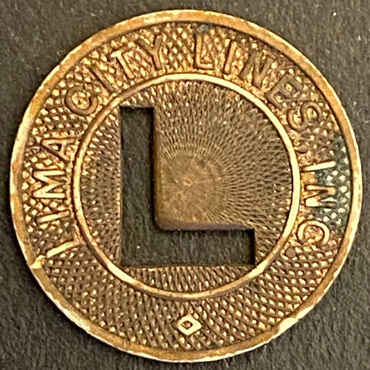 Lima City Lines (Ohio) G/F One Fare Transit Token 16mm (#1)