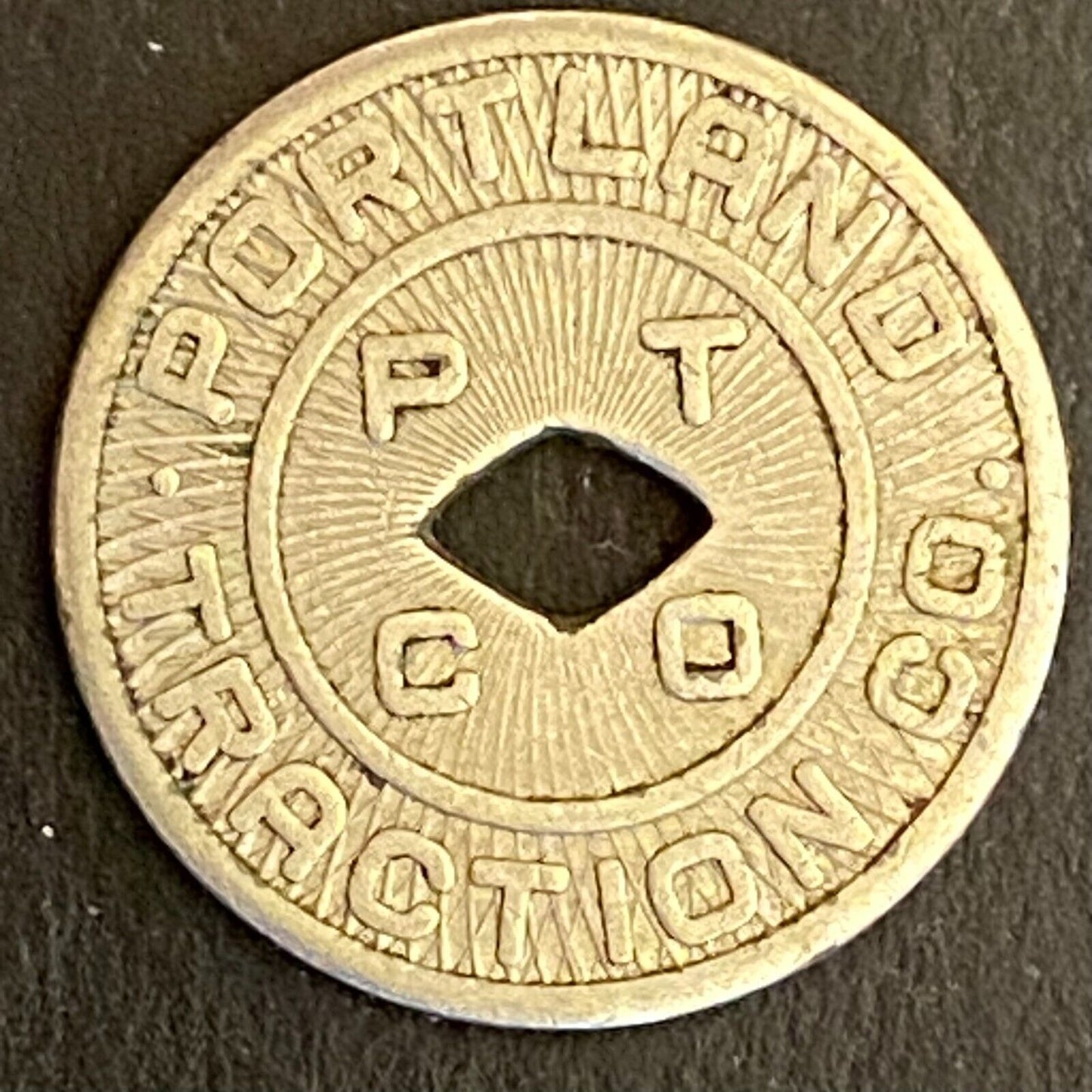 Portland Traction Co G/F One Fare Transit Token 16mm (#3)