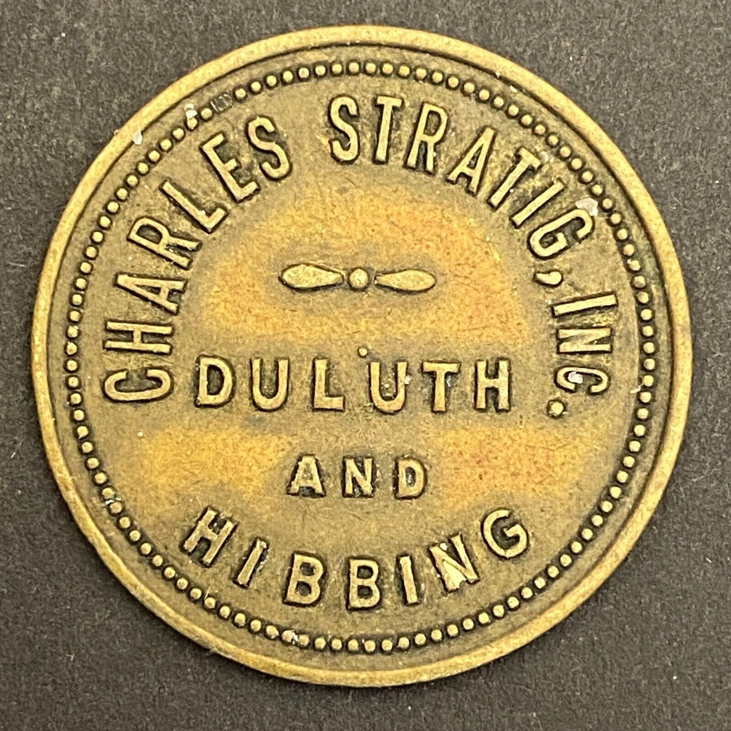 Charles Stratig Candy Store Duluth Hibbing c1921-30's G/F 50¢ Token 28mm (#1)