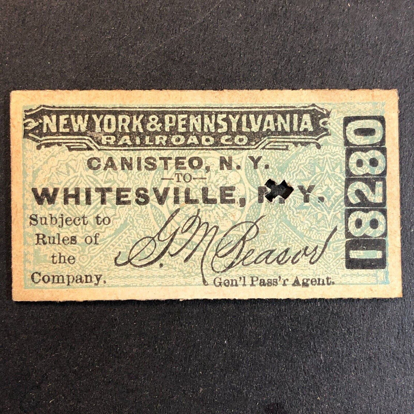 New York & Pennsylvania Railroad July 24 1917 Whitesville, NY Ticket #18280