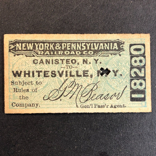 New York & Pennsylvania Railroad July 24 1917 Whitesville, NY Ticket #18280