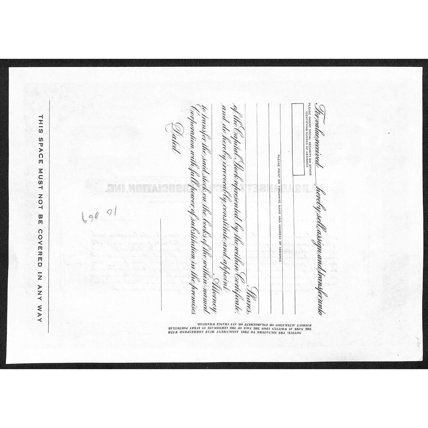 Narragansett Racing Association Stock Certificate Unissued VGC