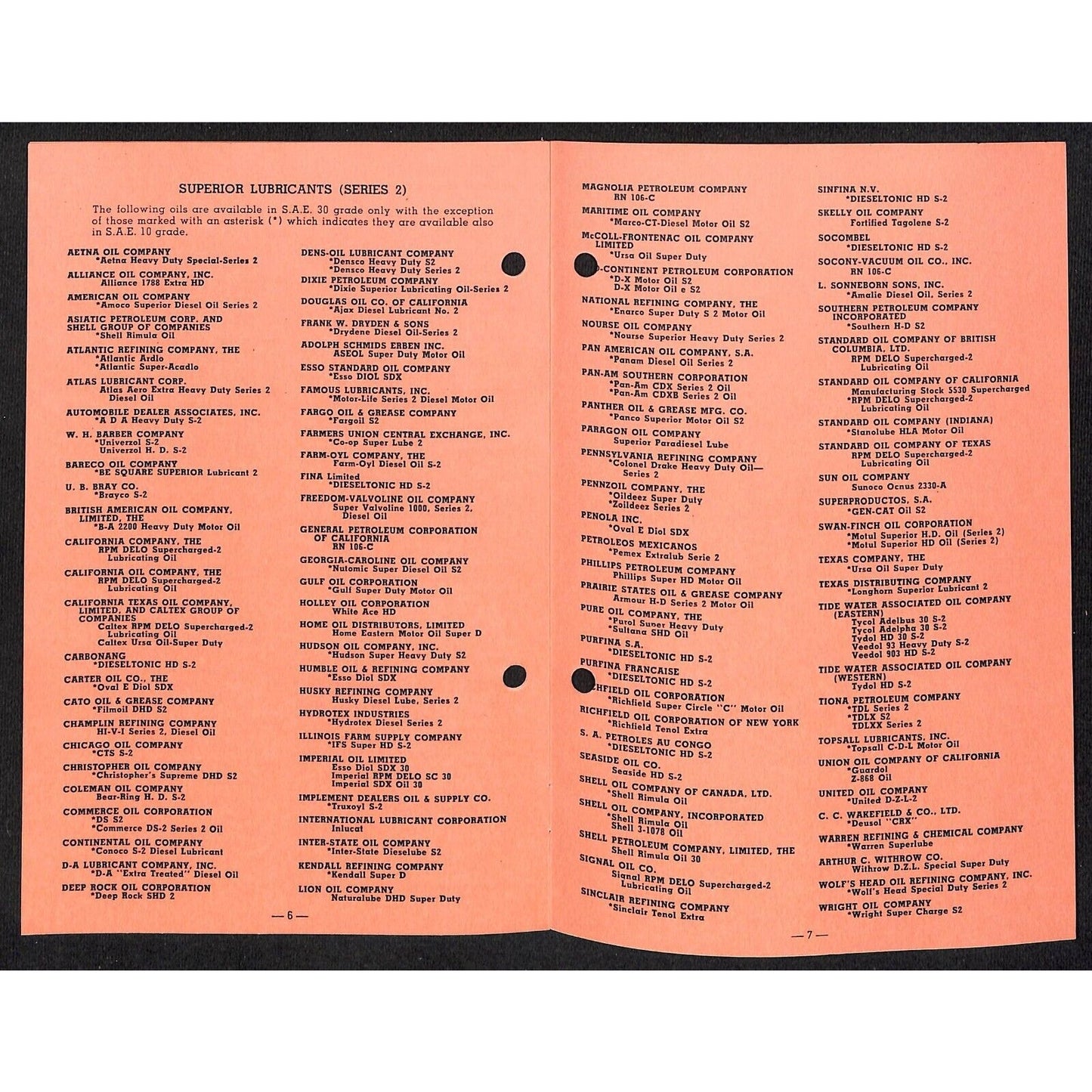 Lubricating Oils for Caterpillar Diesel Engines 1950 Guide / Dealer Booklet 7pp