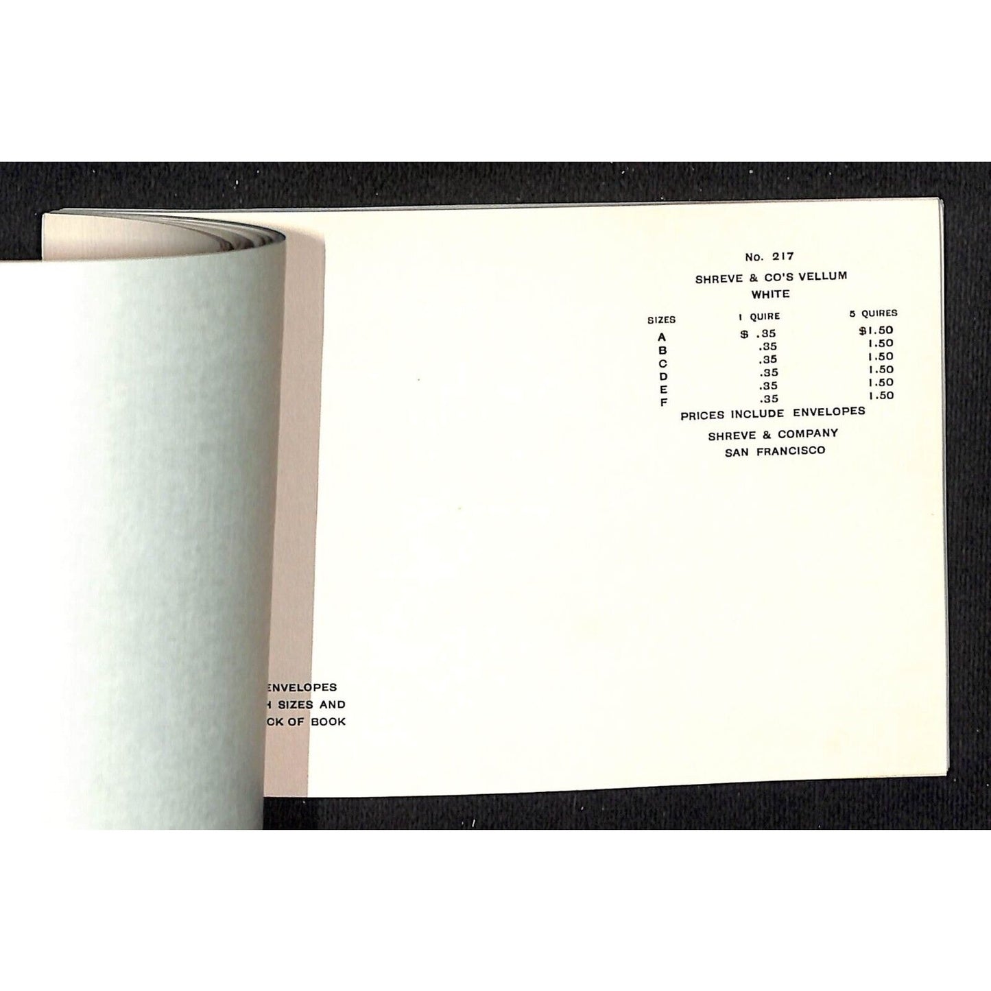 c1910 Shreve & Co. San Francisco Stationery Catalog 35+ pp Samples Prices