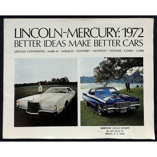 1972 Lincoln Mercury Sales Brochure - Downtown Nashua, NH 31pp