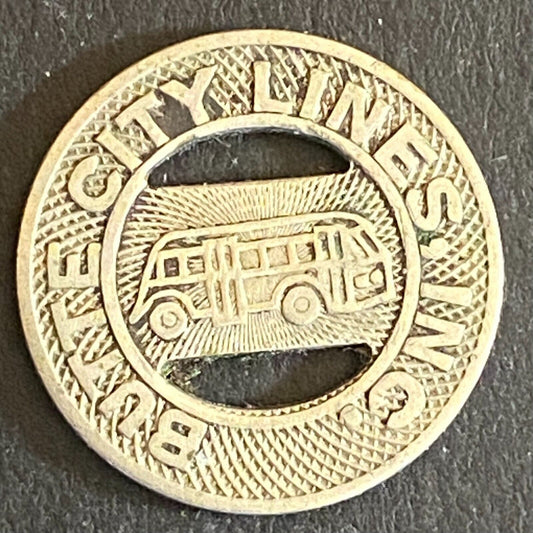Butte City Lines (MT) G/F One Fare Transit Bus Token Steel 16mm