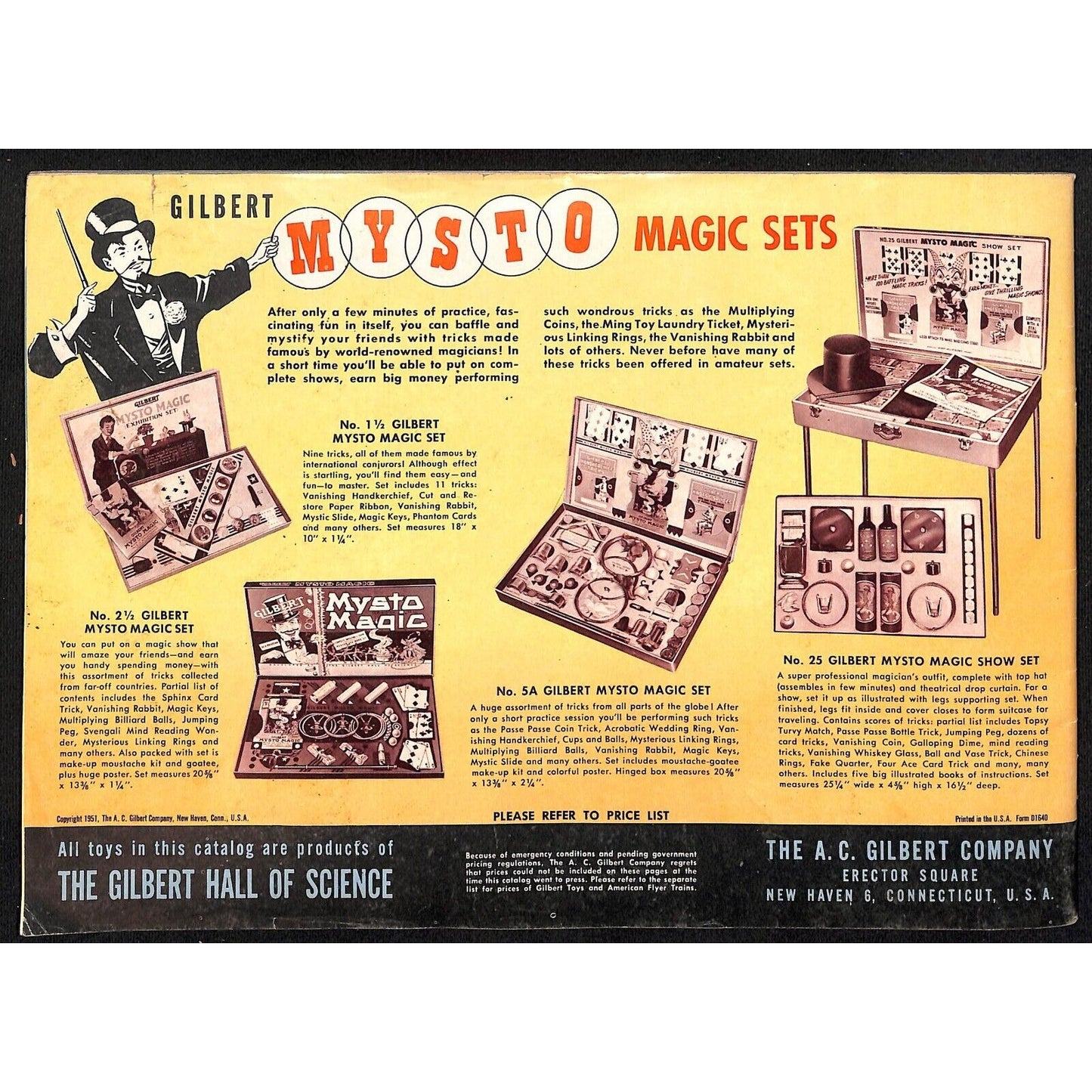 1951 American Flyer / Gilbert Toys Catalog Trains Chemistry Magic Sets 47pp VGC