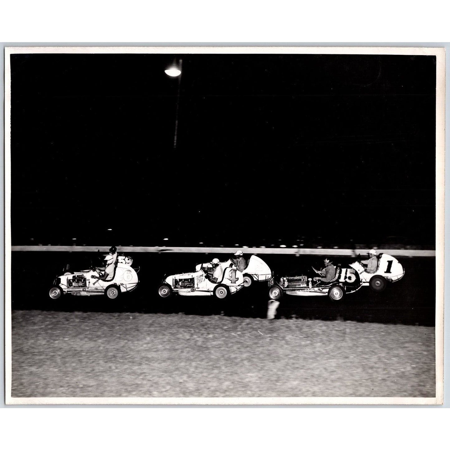 Group of 6 Race Cars Night Driving Auto Racing c1940 8"x10" Photo