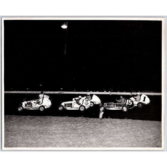 Group of 6 Race Cars Night Driving Auto Racing c1940 8"x10" Photo