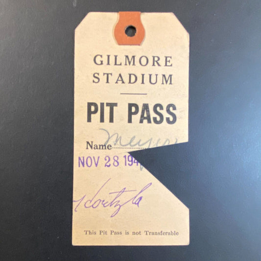 Gilmore Stadium (1934-52) Pit Pass Very Scarce c1947 VGC