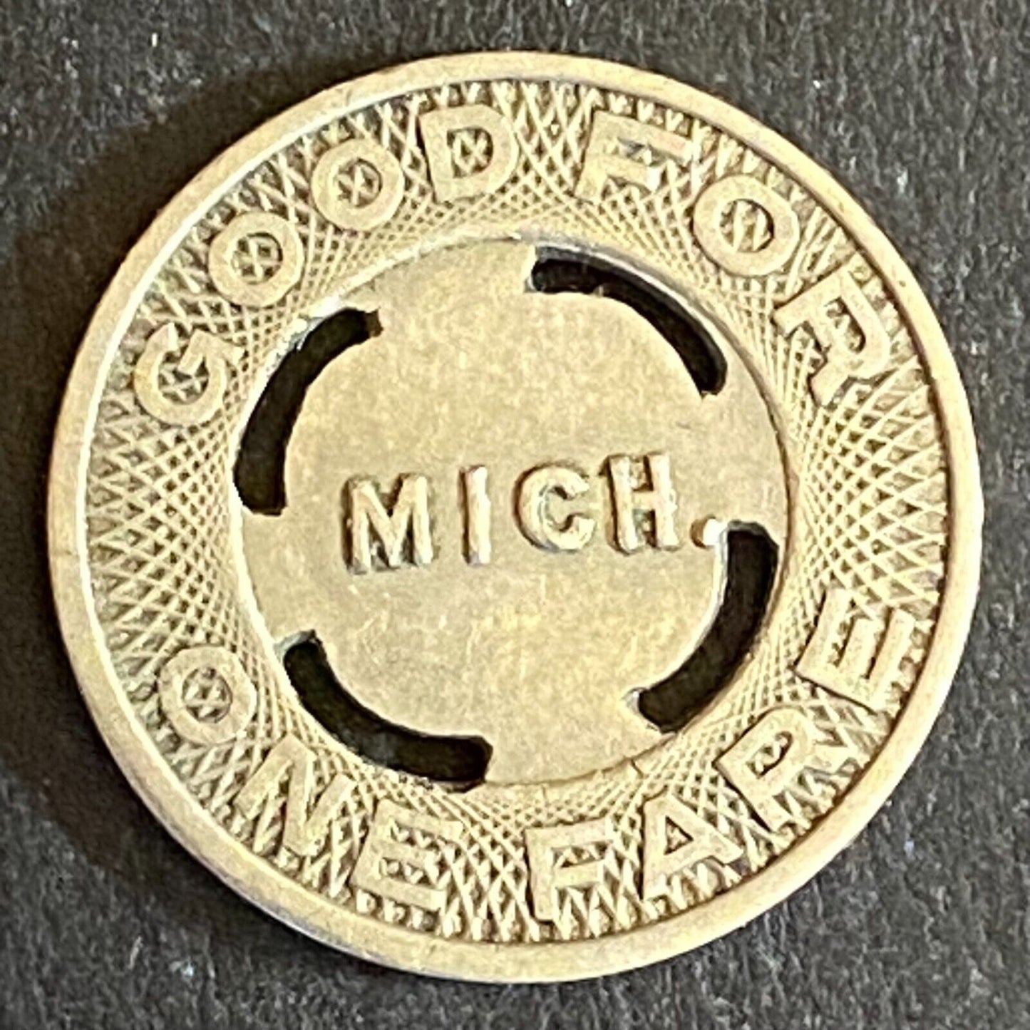 Benton Harbor & St. Joe Mich. G/F One Fare Transit Token 16mm (#4)