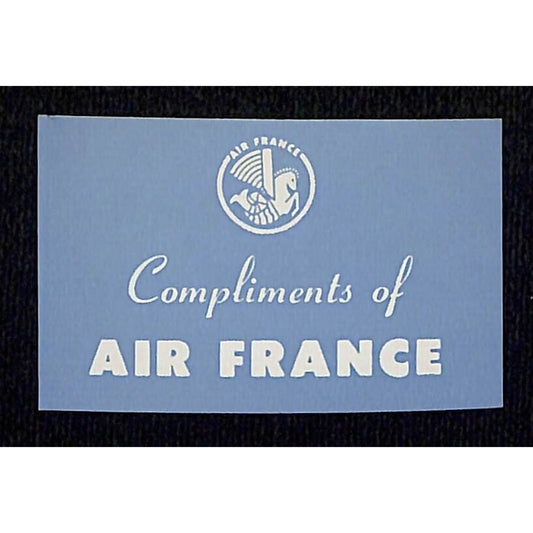 "Complements of Air France" Small Label Gummed 1 1/2" x 2 1/4"