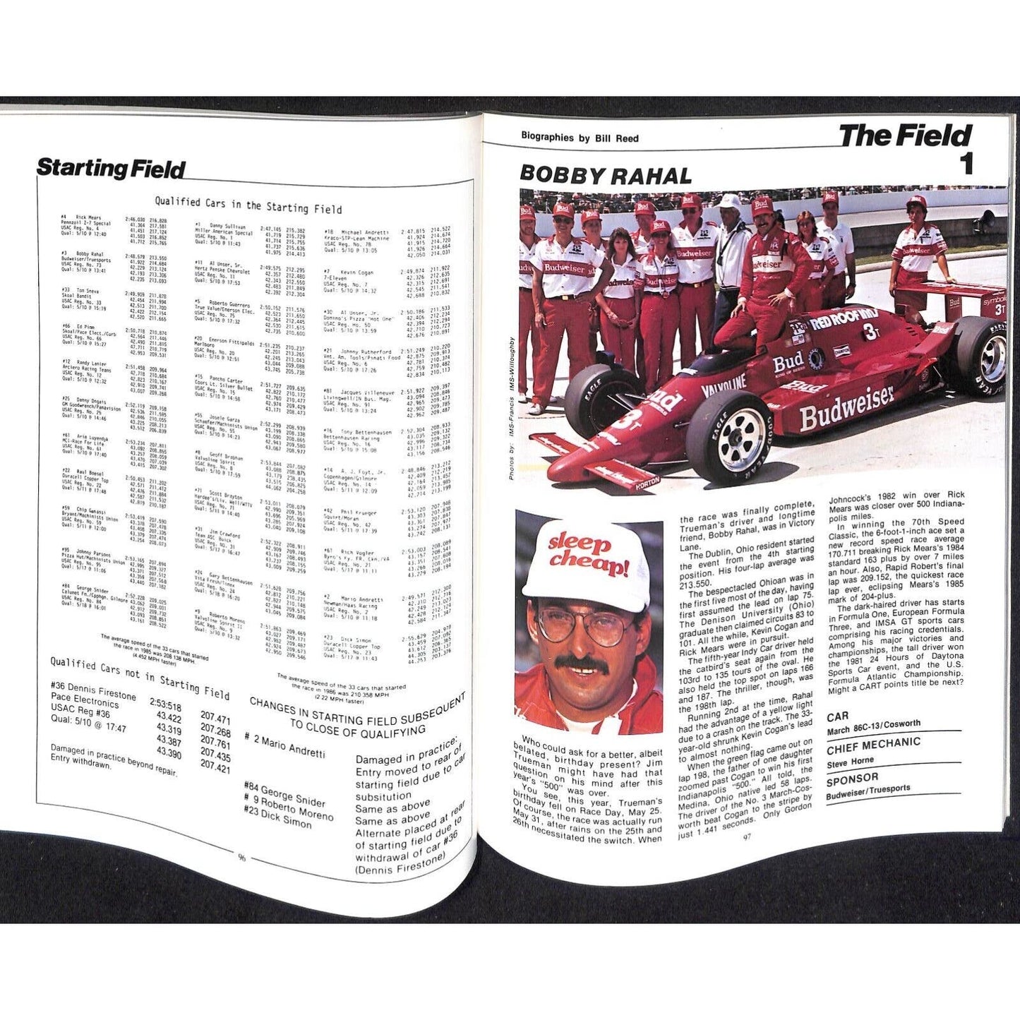 1986 Hungness Indianapolis 500 Yearbook Racing VGC 223pp 1lb 6oz