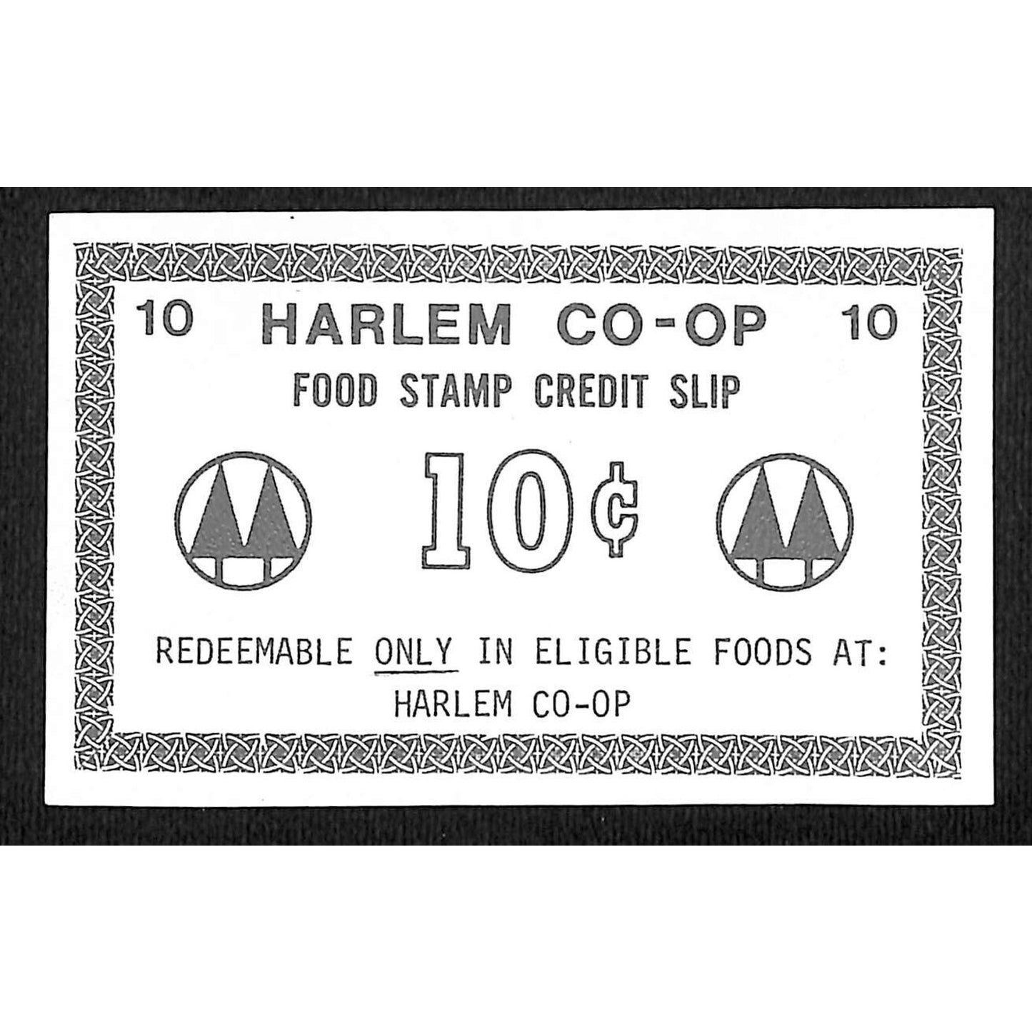 Harlem CO-OP (Supermarket) NYC Food Stamp Credit Slip 10c Coupon c1959-65 VGC