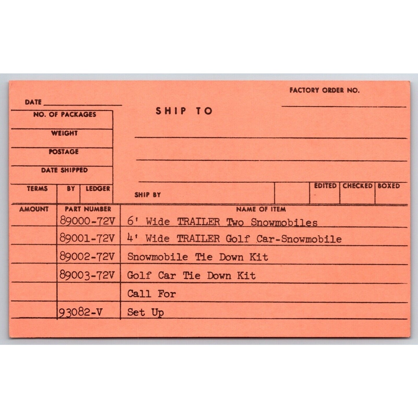 Harley Davidson Parts & Accessory Dept Reply Postcard VGC c1965-70's