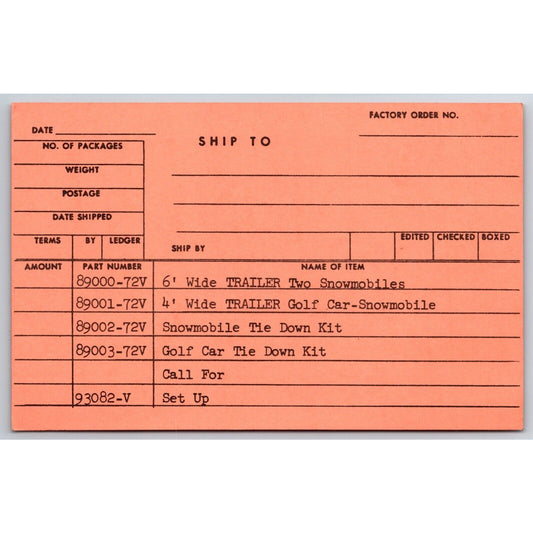 Harley Davidson Parts & Accessory Dept Reply Postcard VGC c1965-70's
