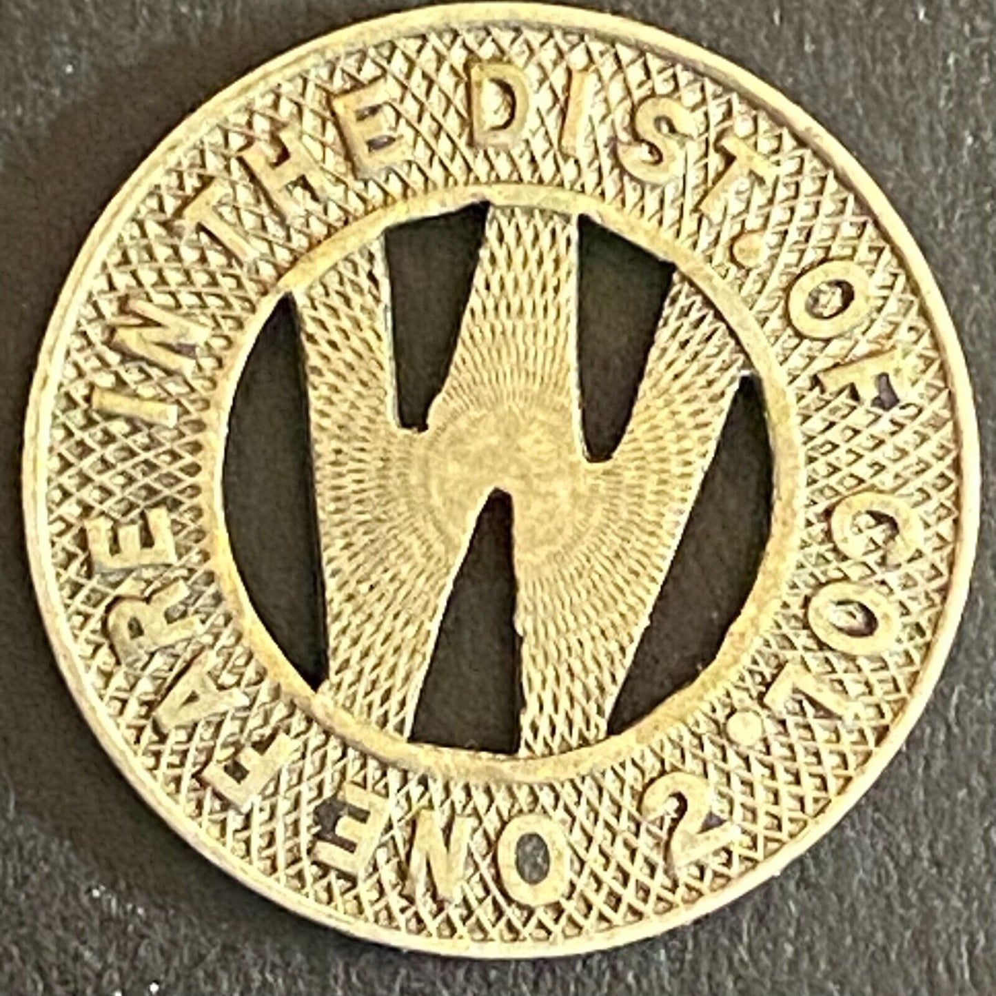 Wash. RY. & E. Co. Cap. Trac. Co. "One Fare in the Dist. 2" Token 16mm