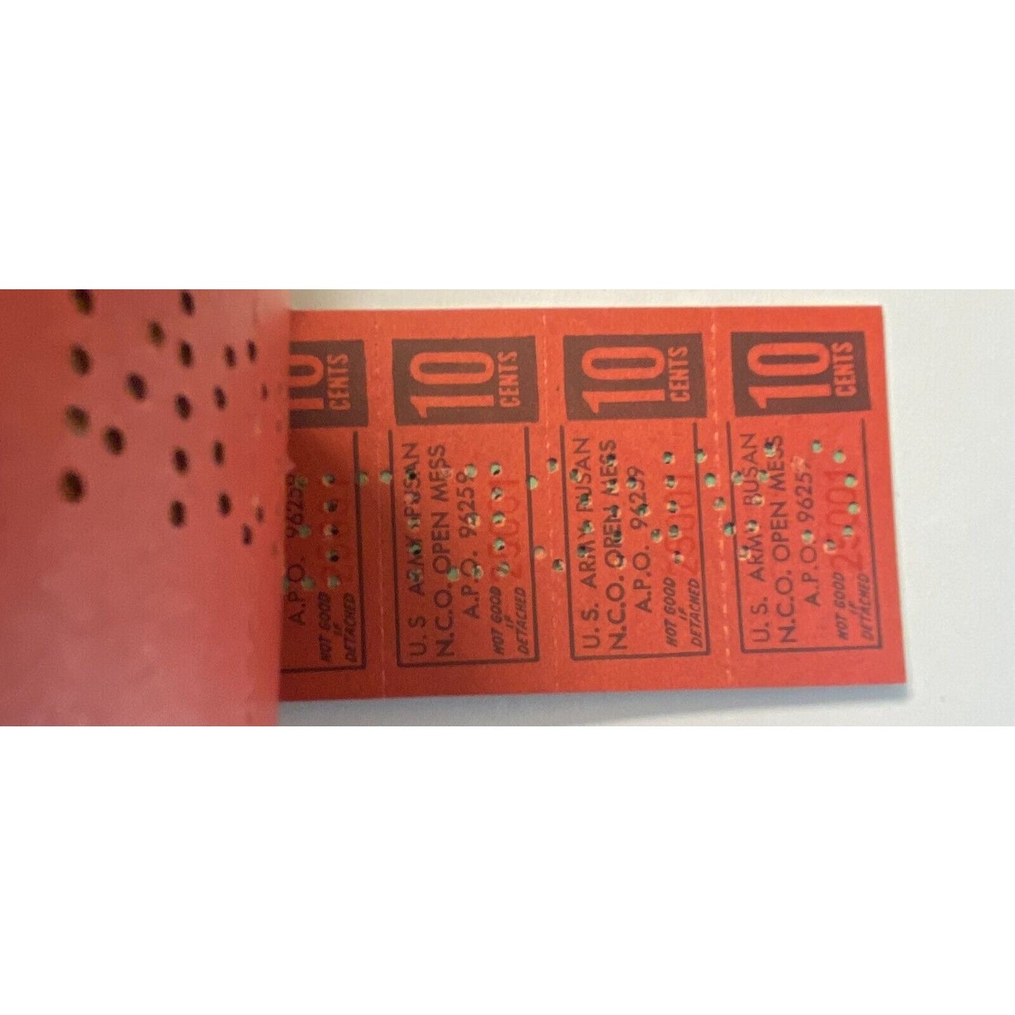 Korea U.S. Army Pusan NCO Open Mess Partial $5.00 Coupon Booklet #25001 VGC