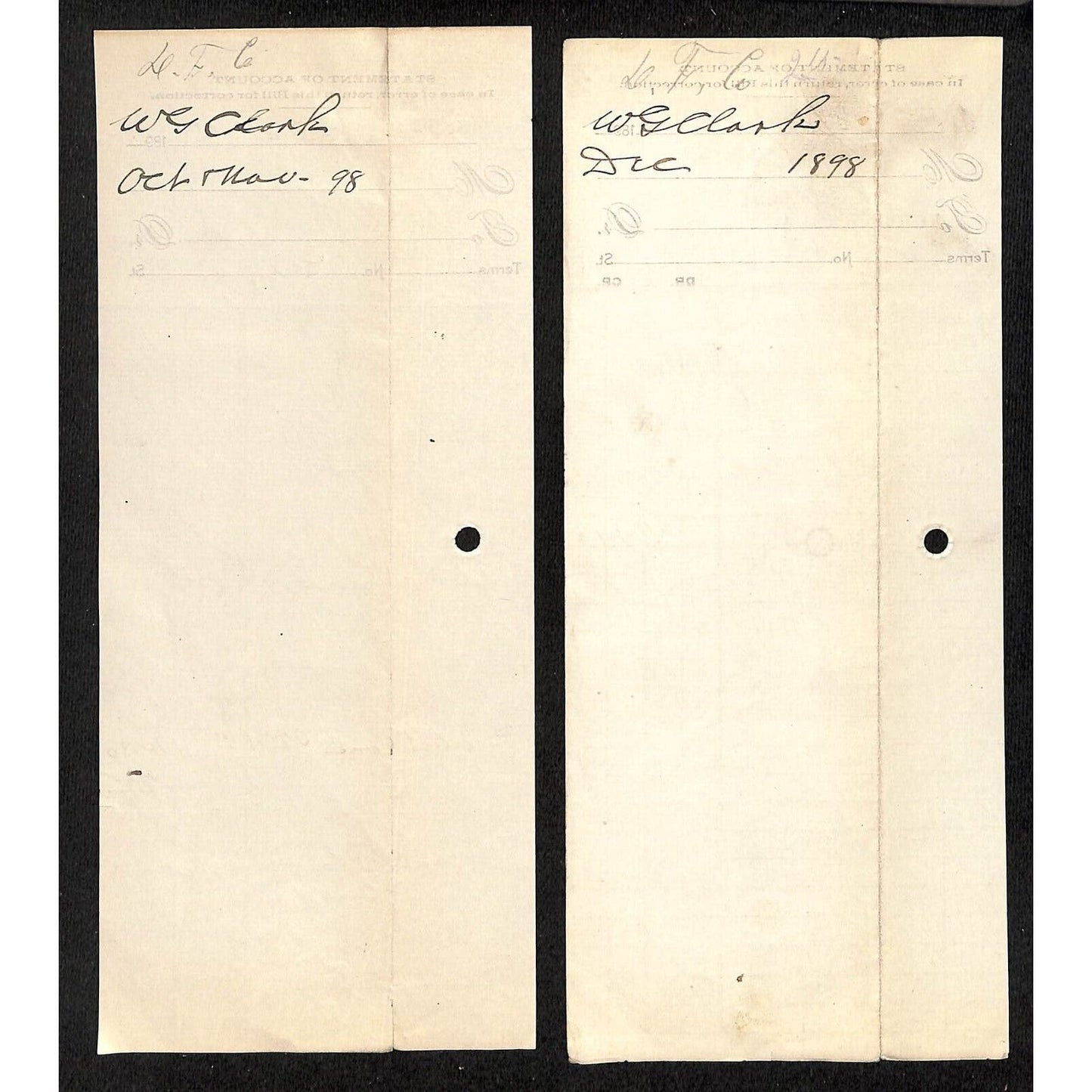 Dillon, MT Dillon Furniture Co, Pair of 1898 1899 Billhead / Statement / Bill