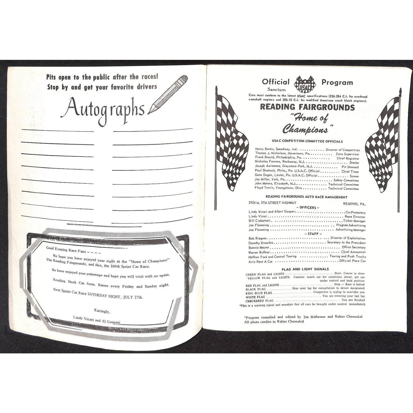 Reading Fairgrounds 1968 USAC Auto Races Program Sprint Car 100th 28pp*