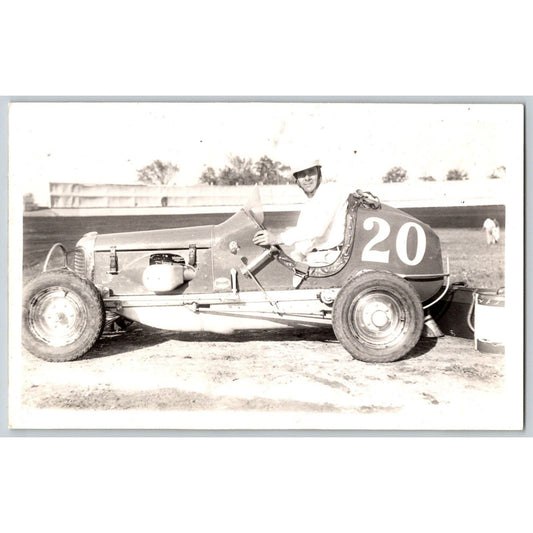 Auto Racing car #20 Driver? 1940's 3 7.5" x 6" VGC Stamped Robinson