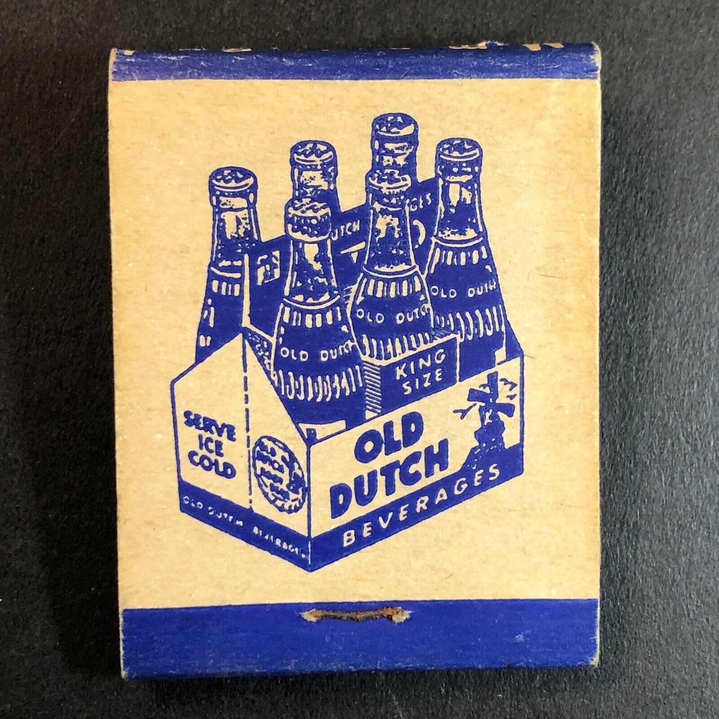 Old Dutch Root Beer Full 20-Sk Matchbook VGC Six-Pack Windmill c1950's