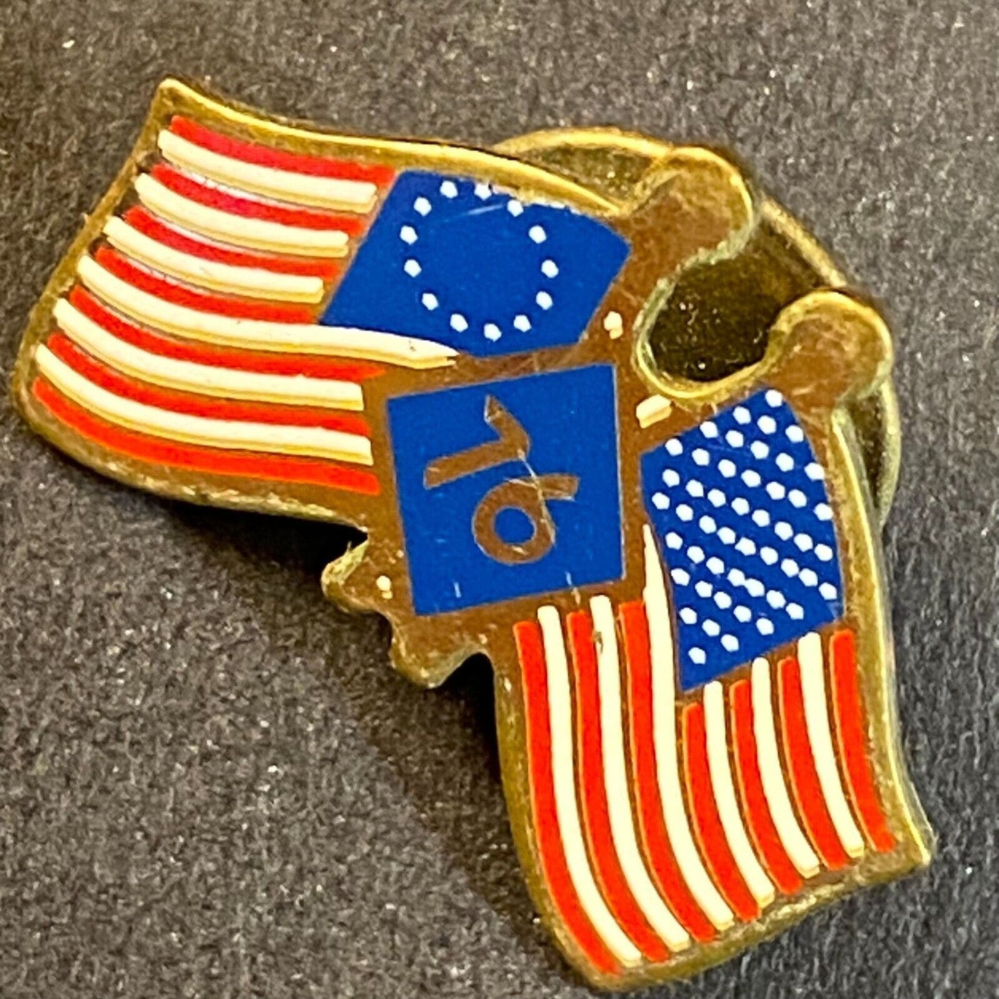 American Flags Enameled Lapel Pin Vintage Small 17mm x 22mm