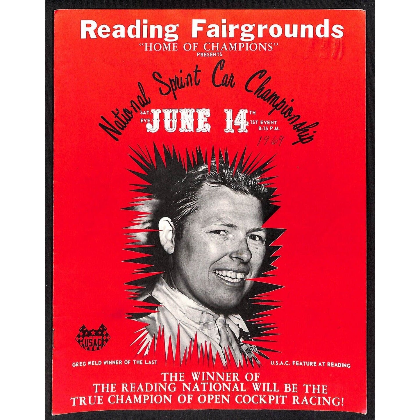 Reading Fairgrounds 1969 USAC Auto Races Program Sprint Car 12pp* Scarce
