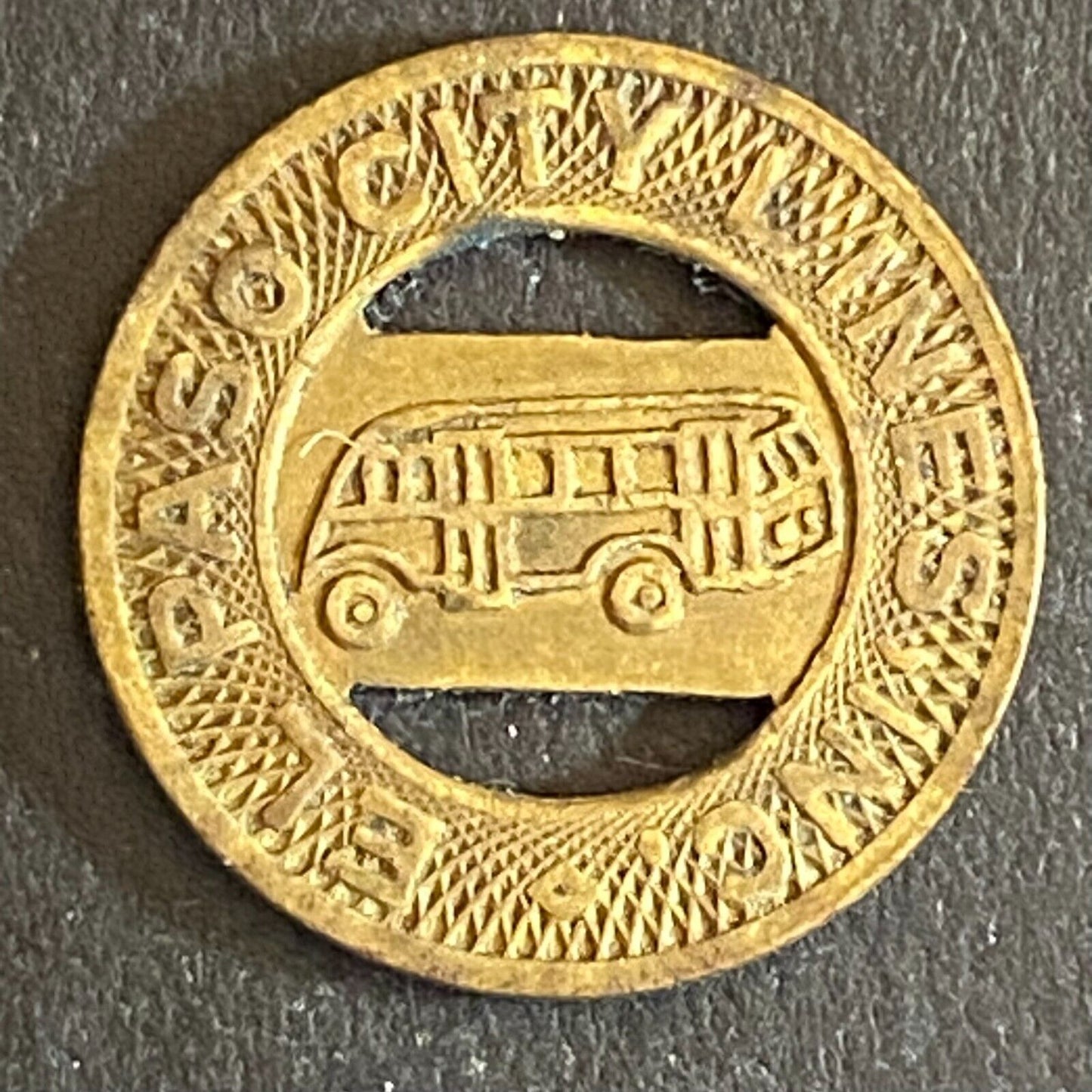 El Paso City Lines G/F One Fare Bus Transit Token 16mm