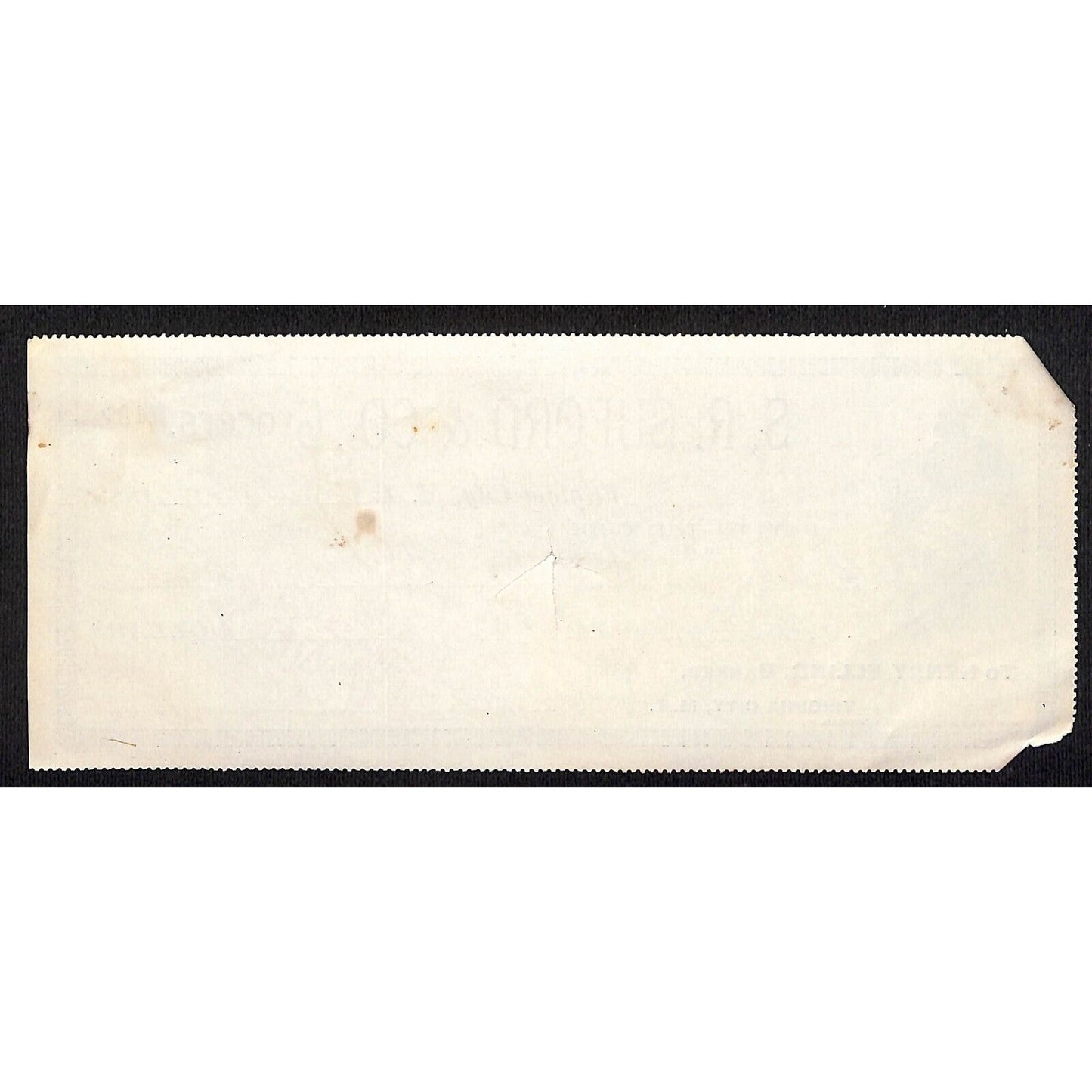 1888 Henry Elling Virginia City Montana Territory S.R. Buford Grocers Check #182