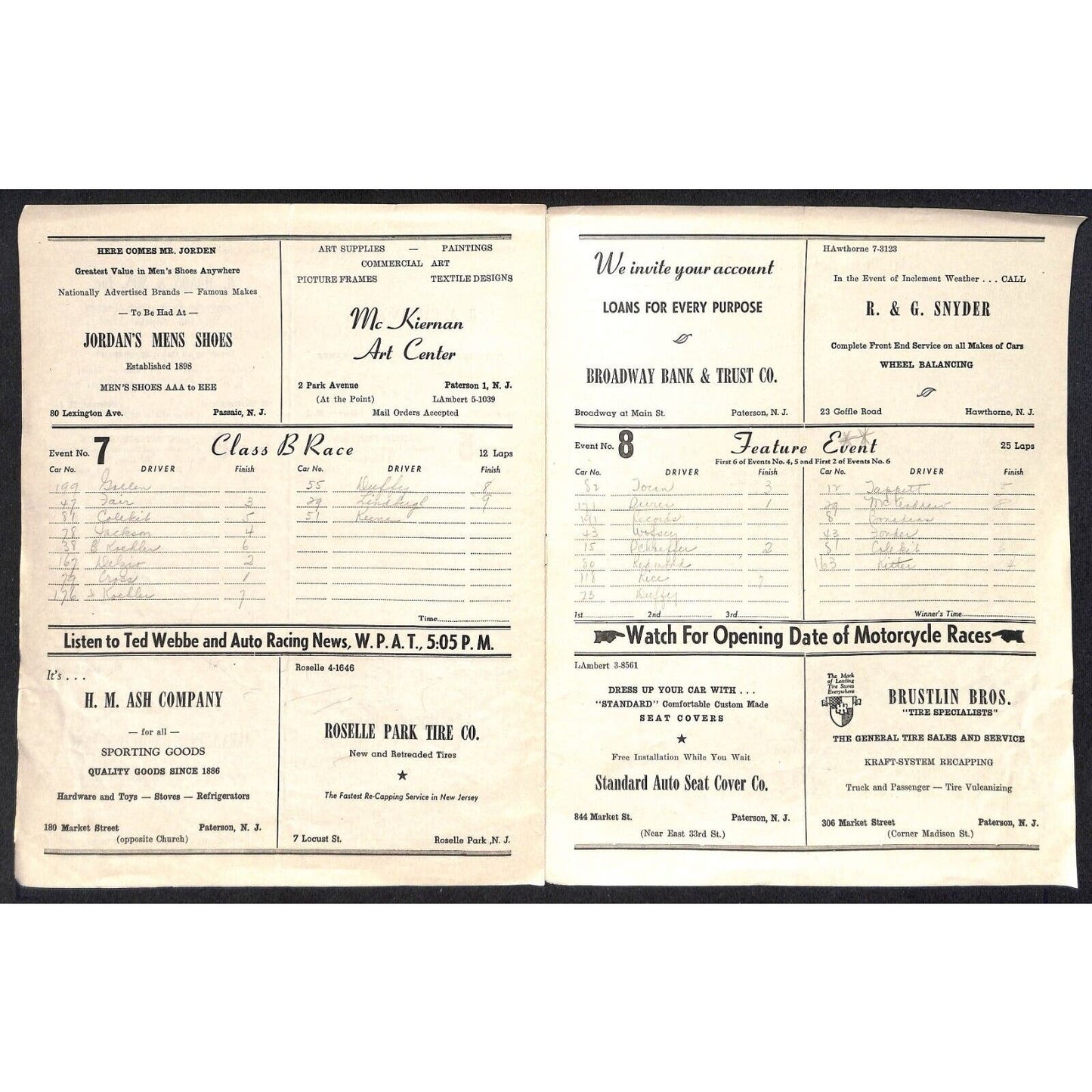 Hinchliffe Stadium Midget Auto Races 5/19/1946 Program Dee Toran 4pp Scarce