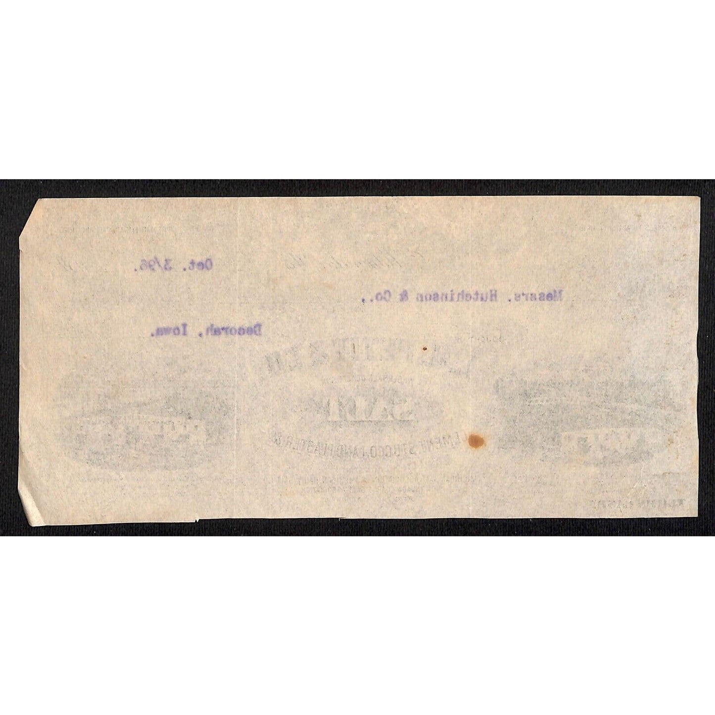 L.J. Petit & Co. Salt Cement Milwaukee Hutchinson* 1896 Cut Billhead - Scarce