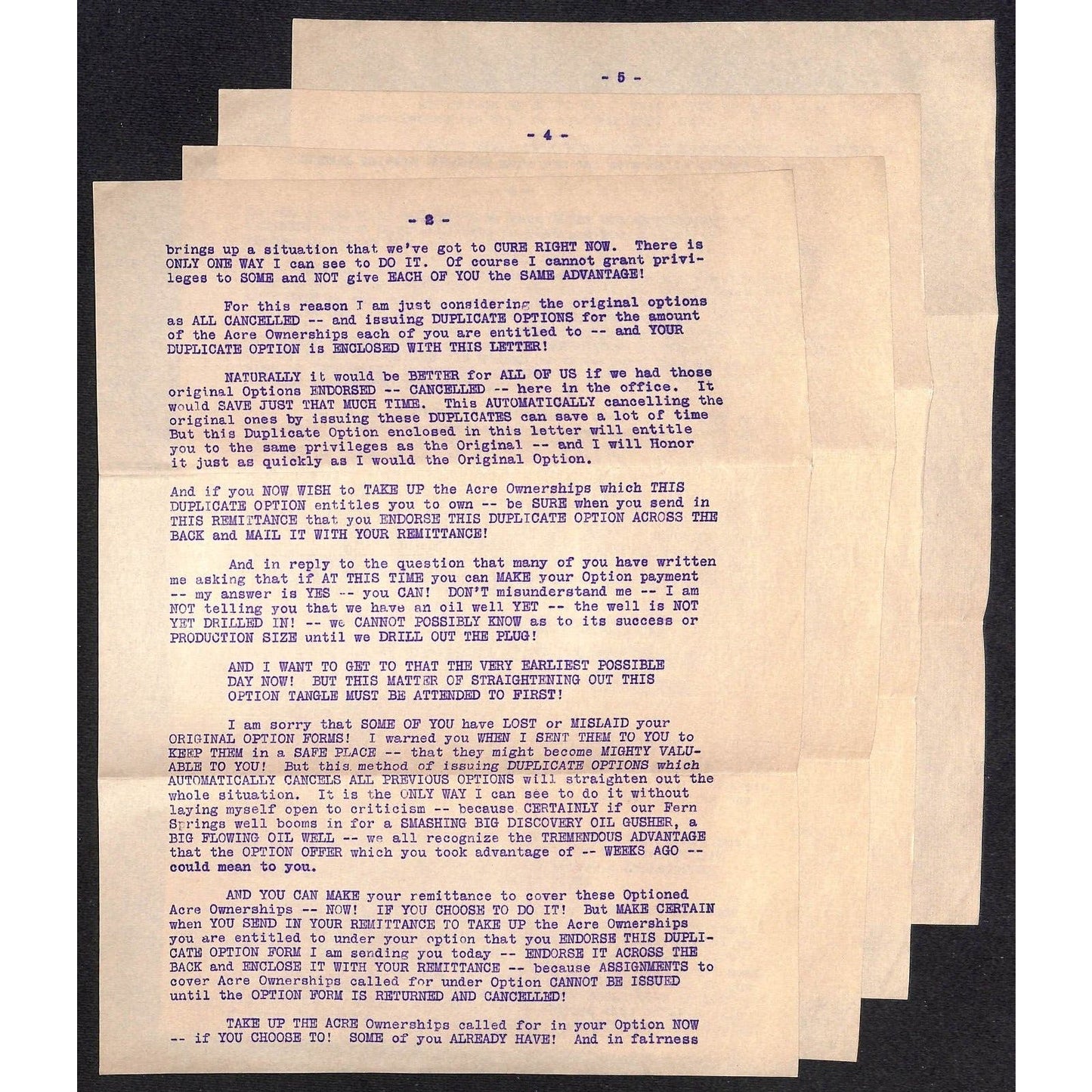 Jack R. Vale Louisville, MS 1935 Oil Investment Scheme ? Promotion Letter 5pp